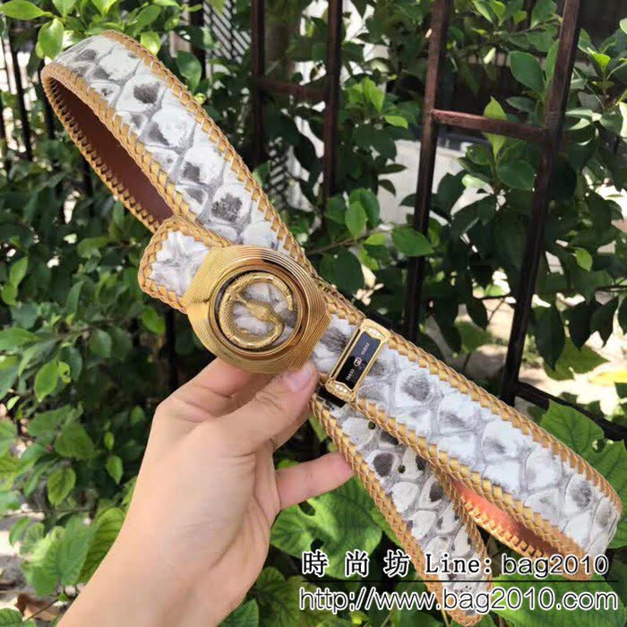 古馳CUCCI 古馳蛇皮系列 印尼叢林蟒蛇皮 高端男士皮帶 GHG1525